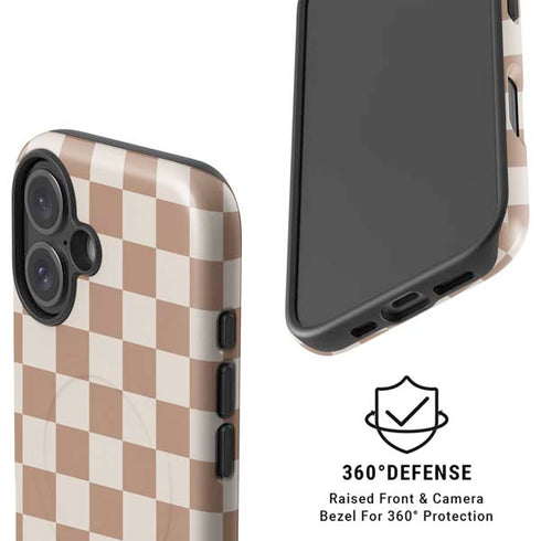 Neutral Checkered iPhone 16 Plus Magsafe Impact Case